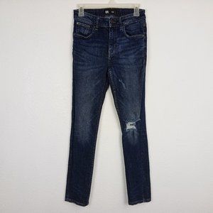 RSQ Men’s Slim Jeans Size 28x30 Distressed Dark Wash Blue Denim Comfort Casual